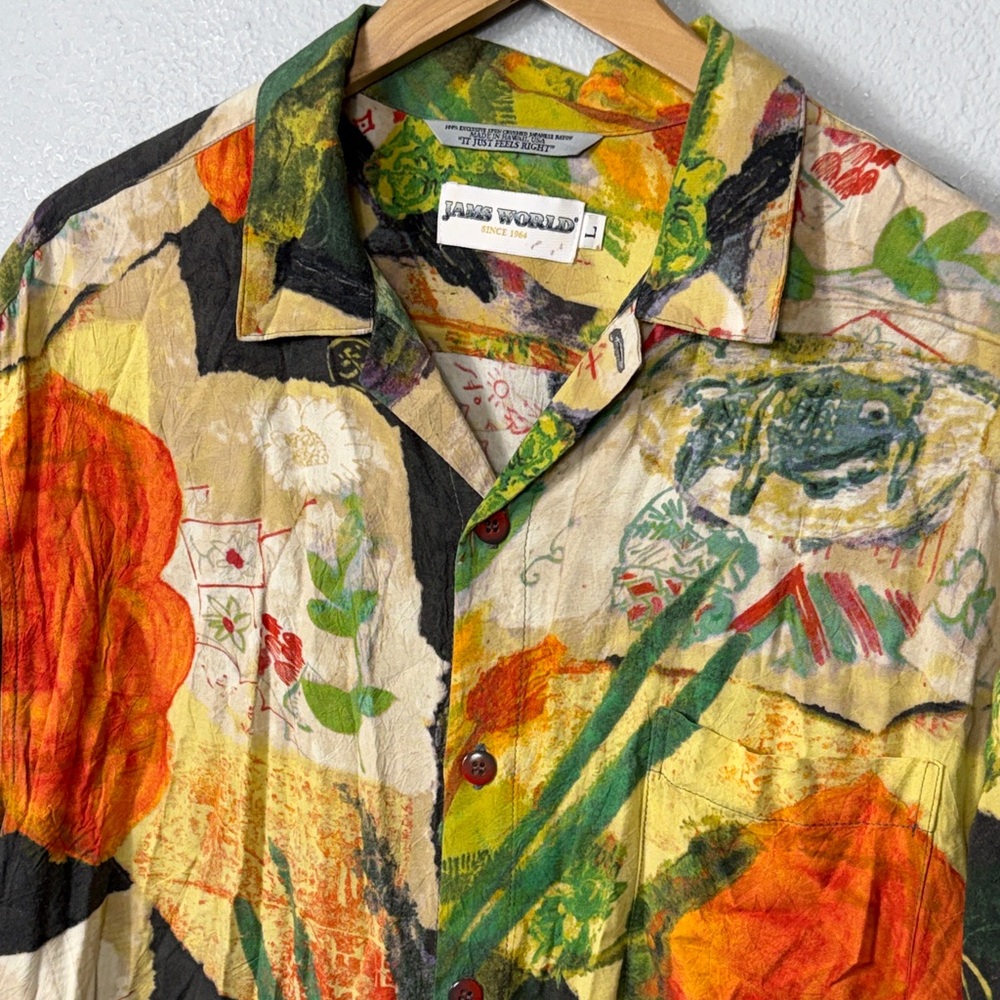 Vintage Jams World Mens‎ Ginseng Rayon Shirt